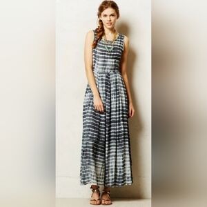 ANTHROPOLOGIE NEUW SHIBORI MAXI DRESS TIE DYE BACK CUTOUT SMALL EUC